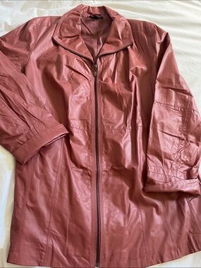Roaman’s red leather jacket vintage plus size 30 W like new
